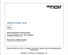 2x Konzert Tickets TV Noir TVnoir 15.08.2026  Berlin