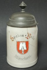 Alter Brauereikrug Spaten Bräu München Bierkrug Krug brewery stein Beerstein RAR
