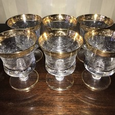 6x Murano Gläser Mit Goldrand und Gravur11,5cm Hoch,oben 8,5cm