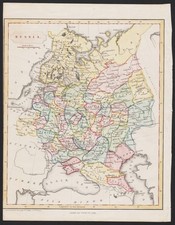 Russia Russland Russie map Karte carte Becker engraving Kupferstich 1840