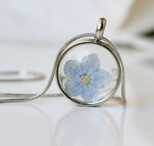 Medaillon Halskette Vergissmeinnicht Edelstahl Blumen Geschenkidee Frauen Mutter