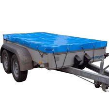Anhängerplane Flachplane Abdeckplane 257x133x10cm hellblau mit Seil PKW-Anhänger
