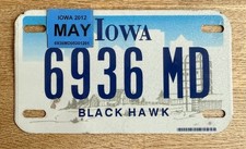 Nummernschild USA Kennzeichen  IOWA MOTORRAD BIKER MotorCycle Black Hawk BLAU