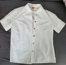 HUGO BOSS Bluse Hemd Top Damen Gr 38 S weiß kurzarm Markensachen Original