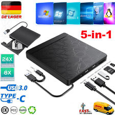 USB 3.0 Externes CD/DVD Laufwerk Brenner Player mit Type C für Laptop PC Schwarz