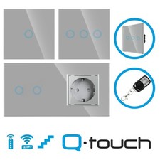 Glas Touch Schalter Wechselschalter Kreuzschalter Dimmer Wi-Fi Schuko Steckdose