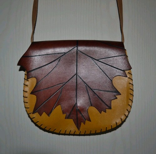 Ledertasche blatt ahornblatt - ledertasche, blatt/ahornblatt