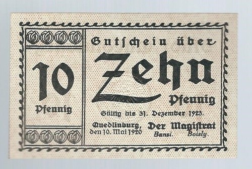 Notgeld quedlinburg stadt - notgeld,