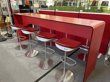 Theke großer Stehtisch rot 260x60cm Thinktable Bartisch