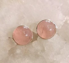 Ohrringe, Ohrstecker mit Rosenquarz, 925er Silber - Rosa