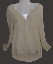 MRS & HUGS: Zarte 100% Seiden Bluse, cremefarben,  Gr 38,  NP € 139