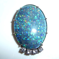 Anhänger 585 Weißgold 16 ct Opal 040 ct Brillanten Australischer Opal 7,75 g