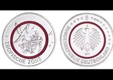  5 EURO 2017 ,Tropische Zone , MIT POLYMERRING ,A, in Münzkapsel