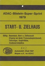 Nürburgring-Eintrittskarte Start- und Zielhaus Super-Sprint 1979. Zakspeed Capri