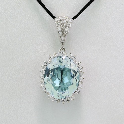 Aquamarin diamant anhänger - aquamarin,