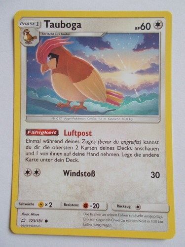 Pokemon karten 123 181 - 123/181, tauboga