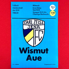 Programmheft FC Carl Zeiss Jena - Wismut Aue Saison 1980/81 DDR Oberliga