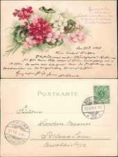 Ansichtskarte  Künstlerkarte Blumen  säuselt Wind 1900  Stempel Schlawe Pommern