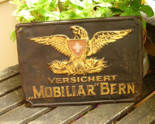 Altes blechschild versichert - altes,