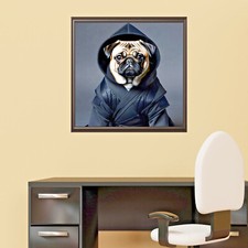 Mops Hund im Ninja Anzug
