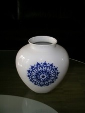 Heinrich & Co. Bavaria Selb Blumenvase Flower Vase Weiß White 1960 Kobalt Cobalt