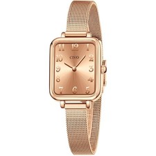 Damenuhr Roségold  Edelstahl Mesh Quarz Uhr Elegant Geschenk