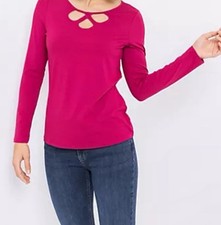 VIA MILANO Shirt, kurzer 1/2-Arm Cut-Out Ausschnitt mit ECOVERO gr.50  ot