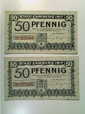 Notgeld, Stadt Camberg, 2x 50 Pfennig, 1917