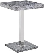 Bartisch Melange Marmoroptik Hochglanz Quadratisch Esszimmer Kneipe 80×80×110cm Grau