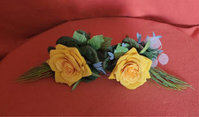 2 kleine Kunstblumensträuße mit gelber Rose  Ø ca. 17cm liegend oder f. d. Vase