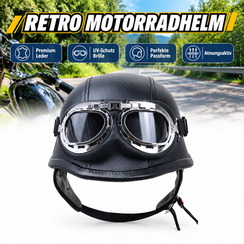 Lederhelm retro halbschale - retro,