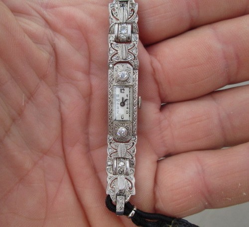 Damenuhr platin diamanten ende - diamanten,
