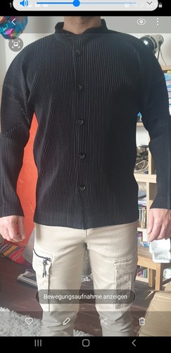 Schwarzes homme plisse hemd - plisse,