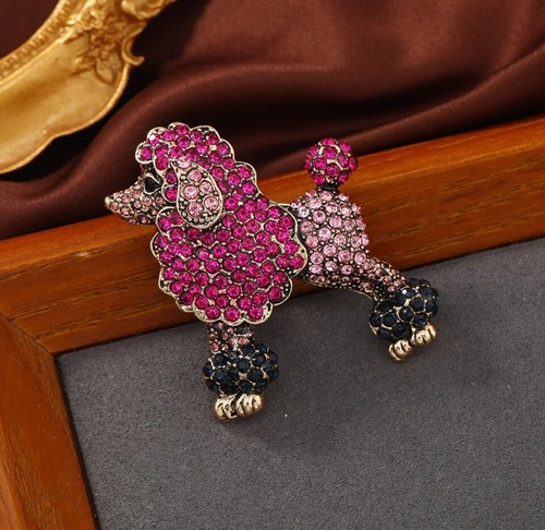 Brosche hund strass und - brosche, metall