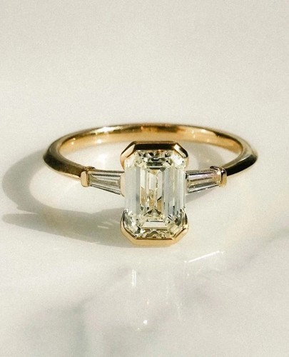 Smaragd diamant ring - diamant,