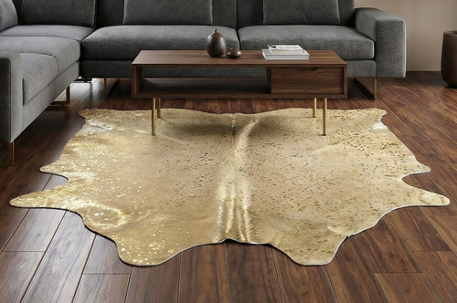 Kuhfell stierfell gold devore - kuhfell,