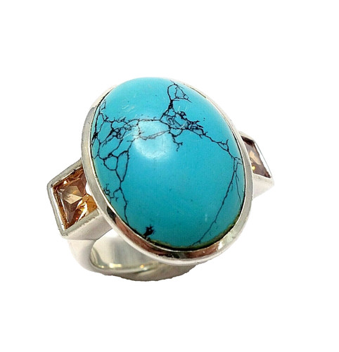 Mächtiger türkis ring oval - mächtiger,