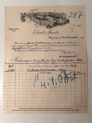 Briefkopf rechnung 1907 ebert - briefkopf, /rechnung
