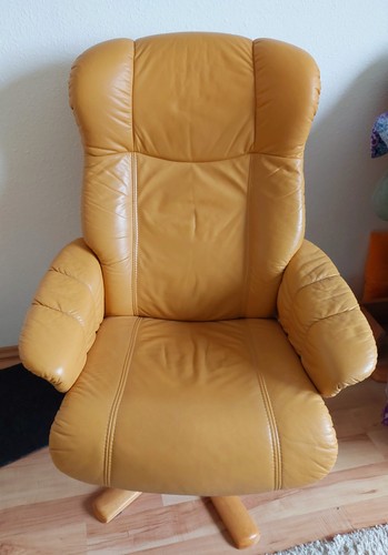 Ledersessel gelb drehbar 2 - ledersessel, drehbar,
