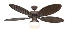 Deckenventilator Rattan Flügel Royal Braun Decken Lüfter mit Beleuchtung 132 cm