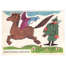 Künstler-AK DDR v. K. Schrader / Aus der Weidmannssprache, Abreitender Auerhahn