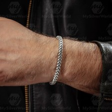 Herren 925 Sterling Silber Matt Finish Zickzack Design Box Kette Handarbeit...