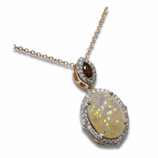 Welo Edelopal Opal Edelstein Halskette Anhänger Kette Schmuck 925 Silber