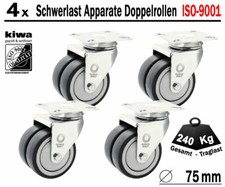 Schwerlast Doppelrollen Transport Lenk Rollen 4 x Ø 75mm Le-Le BS-Rollen Germany