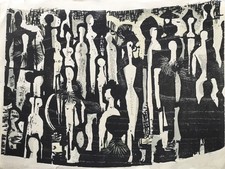 Erich Schönig Farbholzschnitt Osterspaziergang nummeriert 75/100 signiert