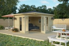 Gartenhaus Blockhaus Holzhaus EDINBURGH 350x350 cm 40 mm ISO-Glas m. Fußboden