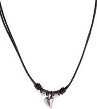 Fossil JF85832040 Herren Halskette Anhänger Edelstahl Leder Schwarz Braun 47 cm