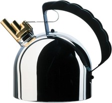 Traditioneller Stahlwasserkocher Alessi 2 l schwarz, grau, gold