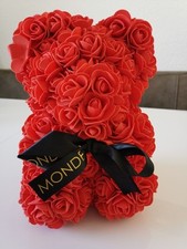 Monde des Fleurs" rote Rosen Bär/ Teddy, Circa 25 cm H