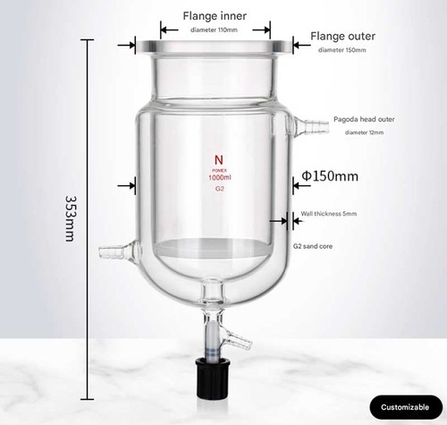 1000ml glasreaktor doppelwand - 1000ml,